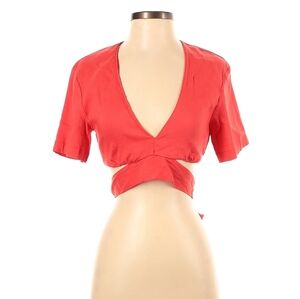 Zara Short Sleeve Tie Front Crop Top